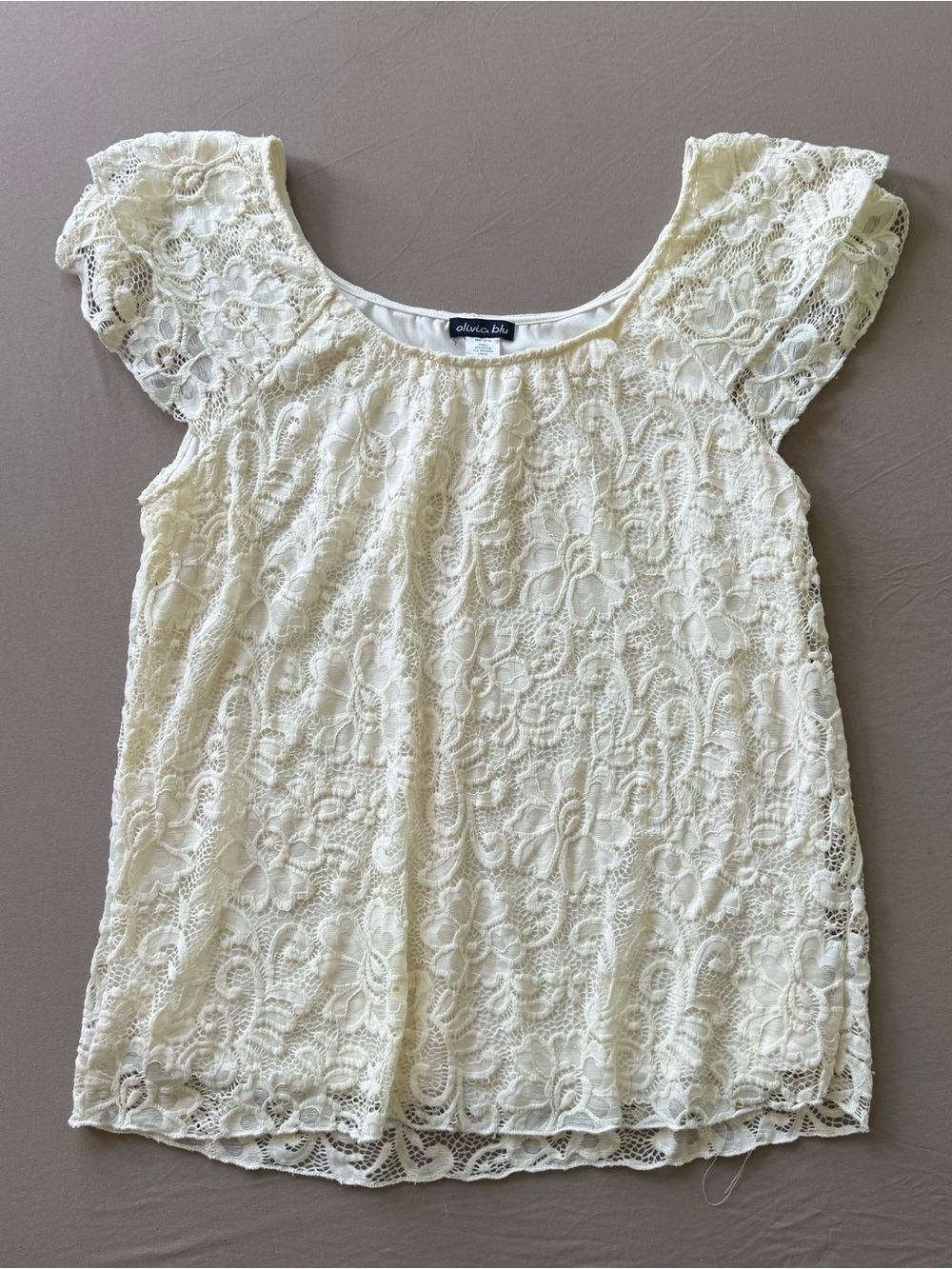 Y2K Era Olivia Blu Scoop Neck Lace Top